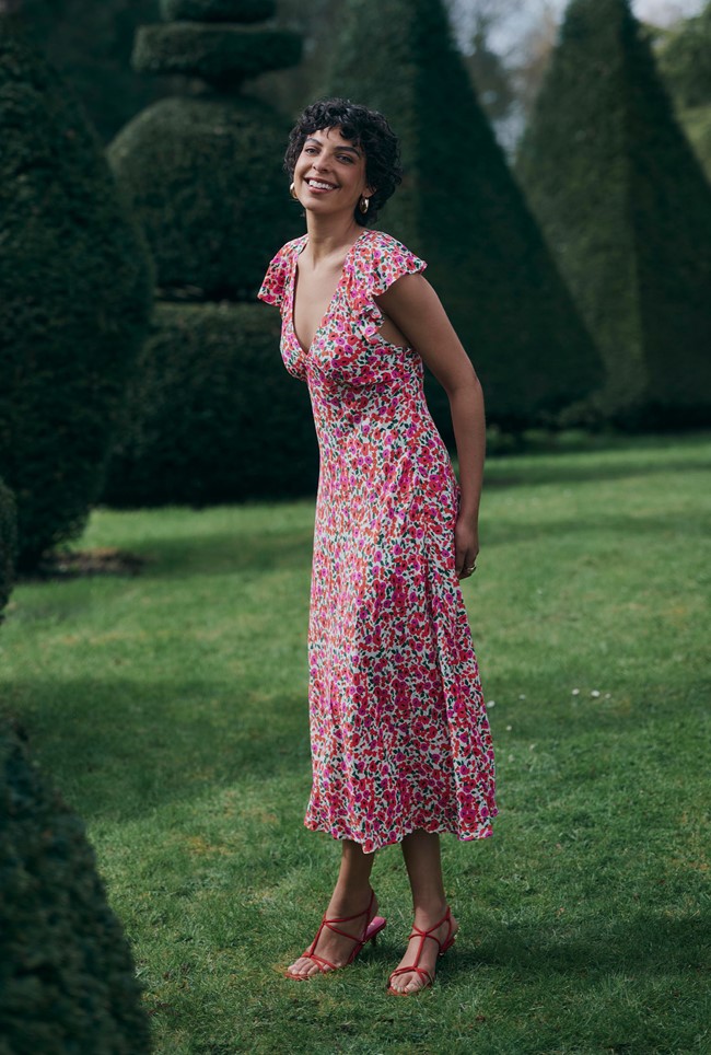 Maya Floral Crepe Midi Dress