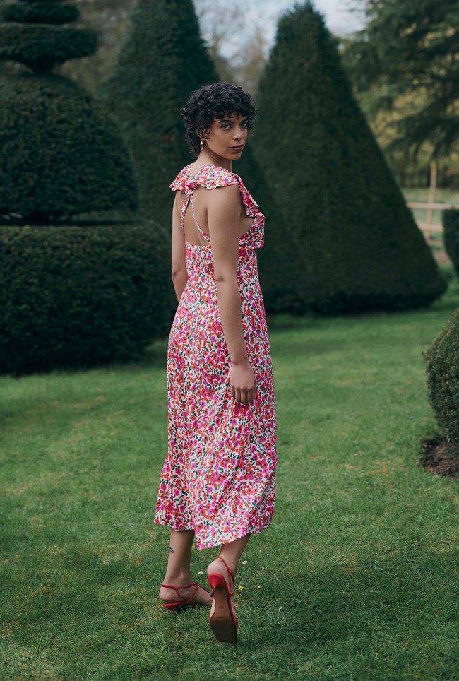 Maya Floral Crepe Midi Dress