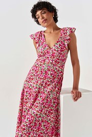 Maya Floral Crepe Midi Dress