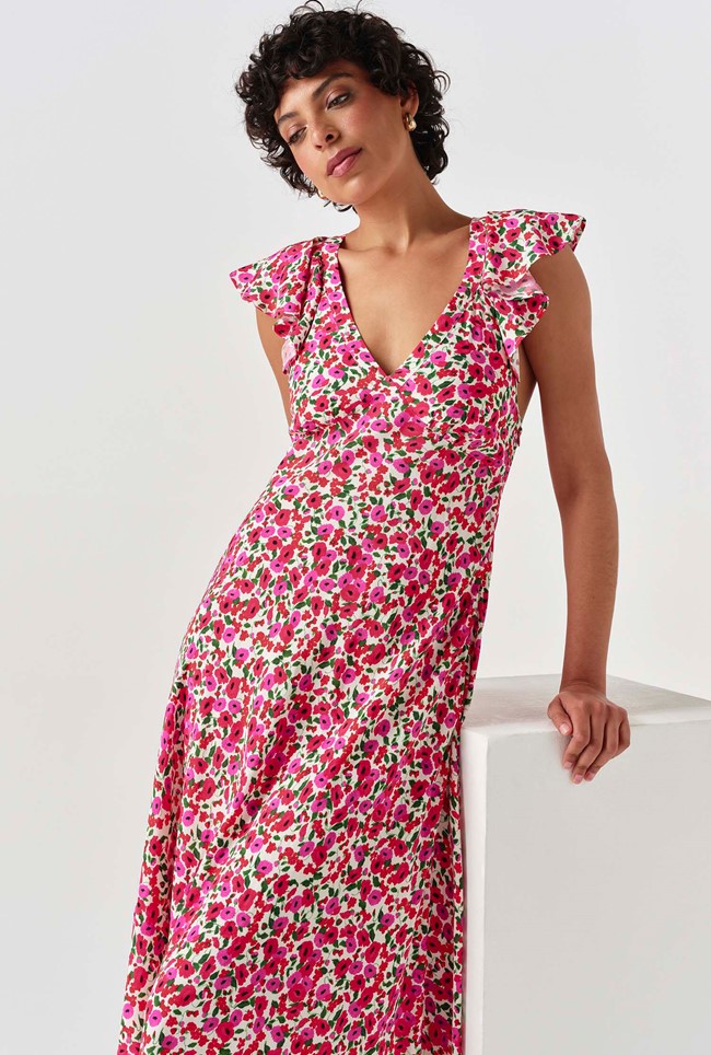 Maya Floral Crepe Midi Dress