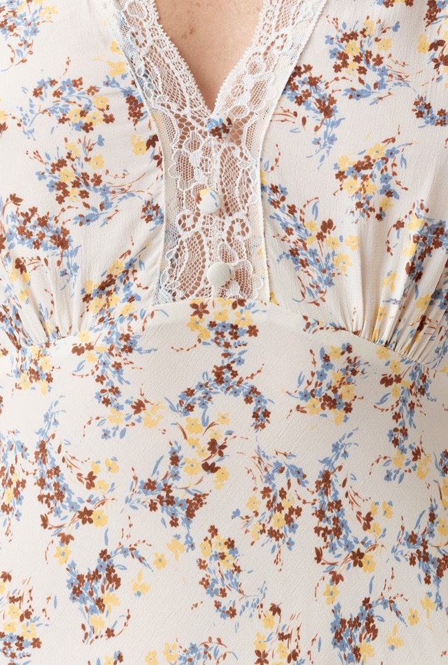 Belle Floral Lace Crepe Midi Dress