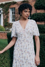 Belle Floral Lace Crepe Midi Dress