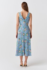 Elise Floral Pintuck Crepe Midi Dress