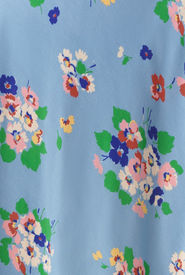 Elise Floral Pintuck Crepe Midi Dress