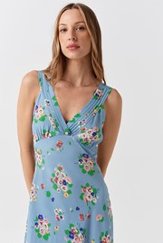 Elise Floral Pintuck Crepe Midi Dress