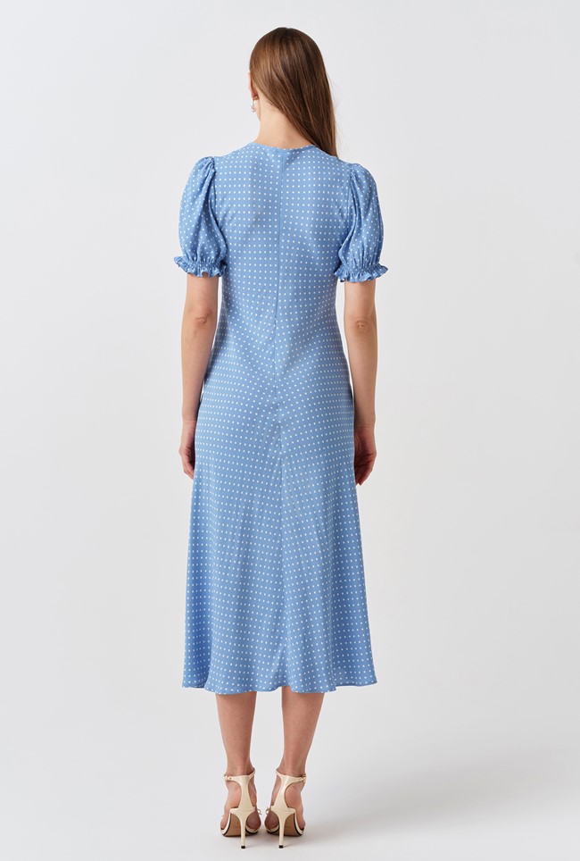 Clarissa Polka Dot Tie Front Midi Dress