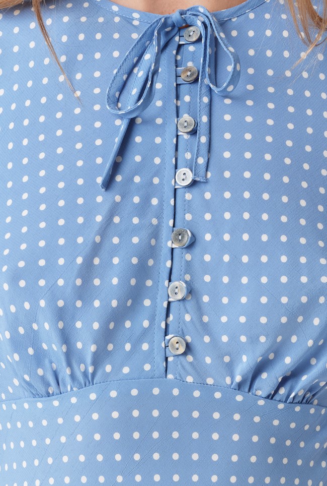 Clarissa Polka Dot Tie Front Midi Dress