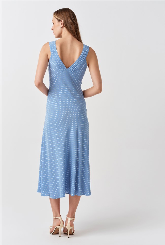 Elise Spot Pintuck Crepe Midi Dress