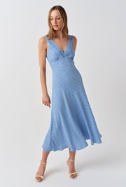 Elise Spot Pintuck Crepe Midi Dress