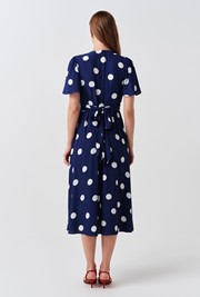 Jess Opulent Polka Dot V-Neck Midi Dress