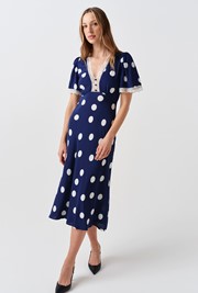 Belle Spot Lace Crepe Midi Dress