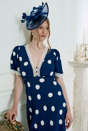 Belle Spot Lace Crepe Midi Dress