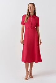 Amanda Collared Crepe Midi Dress