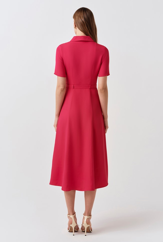 Amanda Collared Crepe Midi Dress