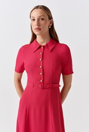 Amanda Collared Crepe Midi Dress