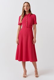 Amanda Collared Crepe Midi Dress