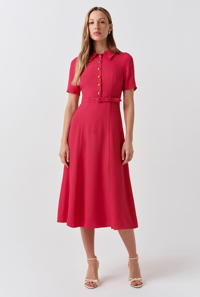 Amanda Collared Crepe Midi Dress