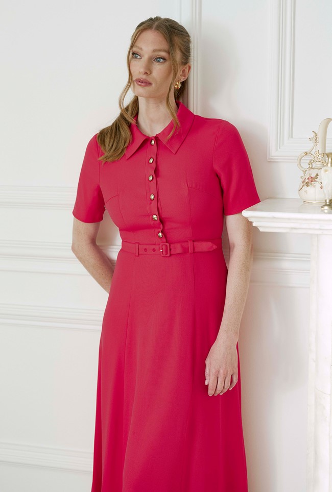 Amanda Collared Crepe Midi Dress