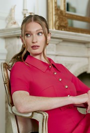 Amanda Collared Crepe Midi Dress
