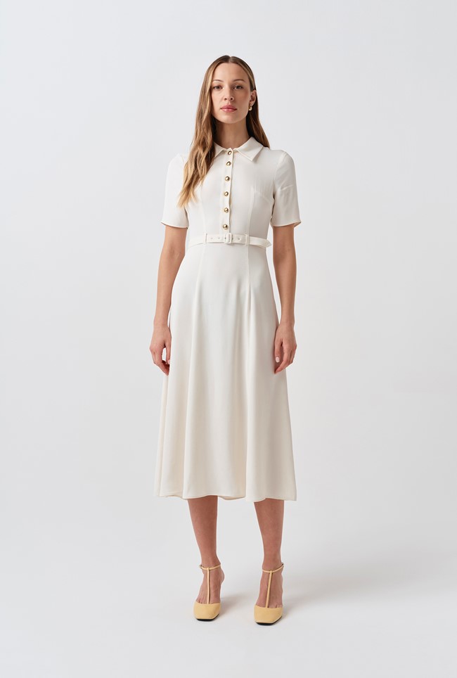 Amanda Collared Crepe Midi Dress