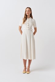 Amanda Collared Crepe Midi Dress