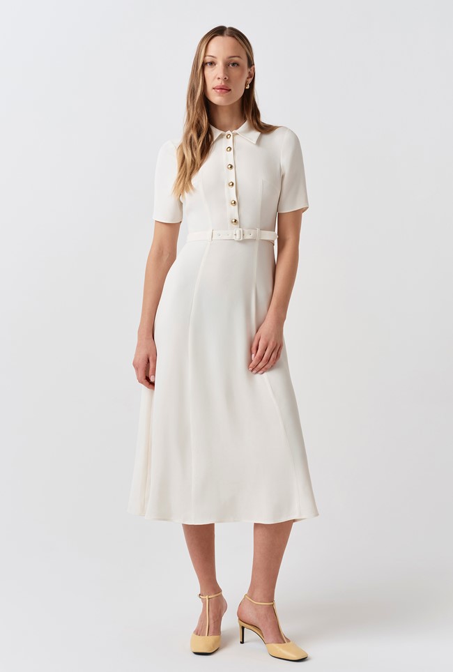 Amanda Collared Crepe Midi Dress
