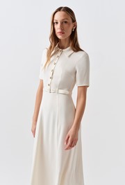 Amanda Collared Crepe Midi Dress