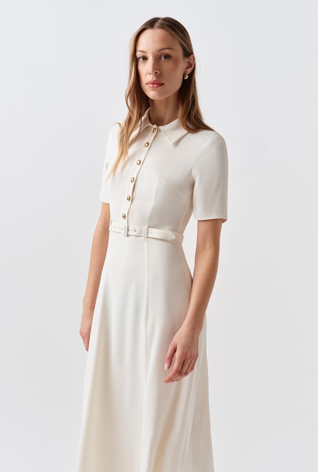 Amanda Collared Crepe Midi Dress