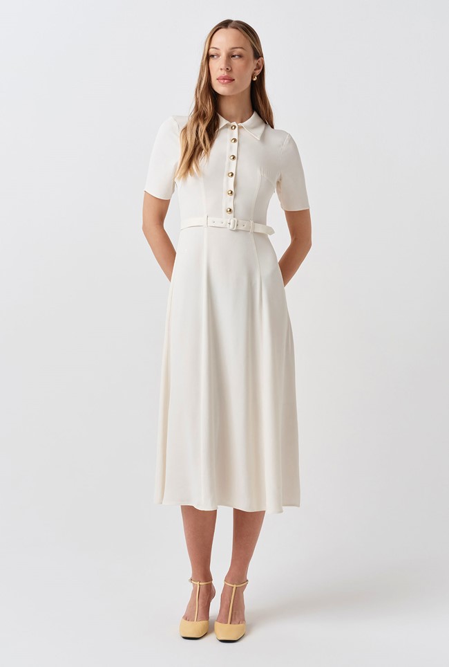 Amanda Collared Crepe Midi Dress