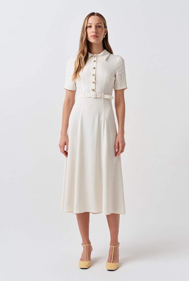 Amanda Collared Crepe Midi Dress