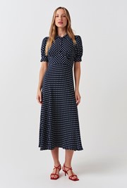 Wilma Polka Dot Collared Midi Dress