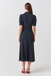 Wilma Polka Dot Collared Midi Dress