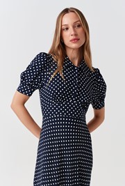 Wilma Polka Dot Collared Midi Dress