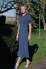 Wilma Polka Dot Collared Midi Dress