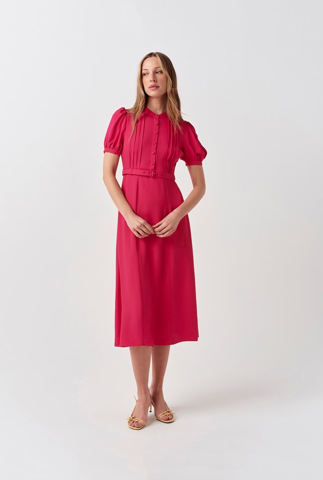 Francis Pintuck Crepe Midi Dress