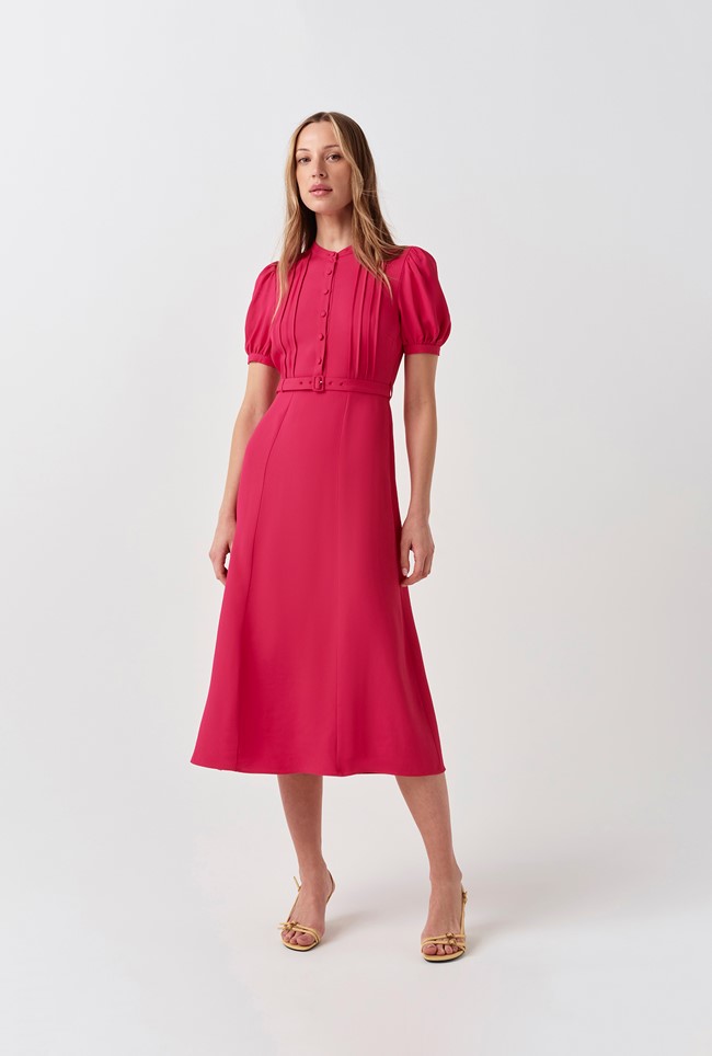 Francis Pintuck Crepe Midi Dress