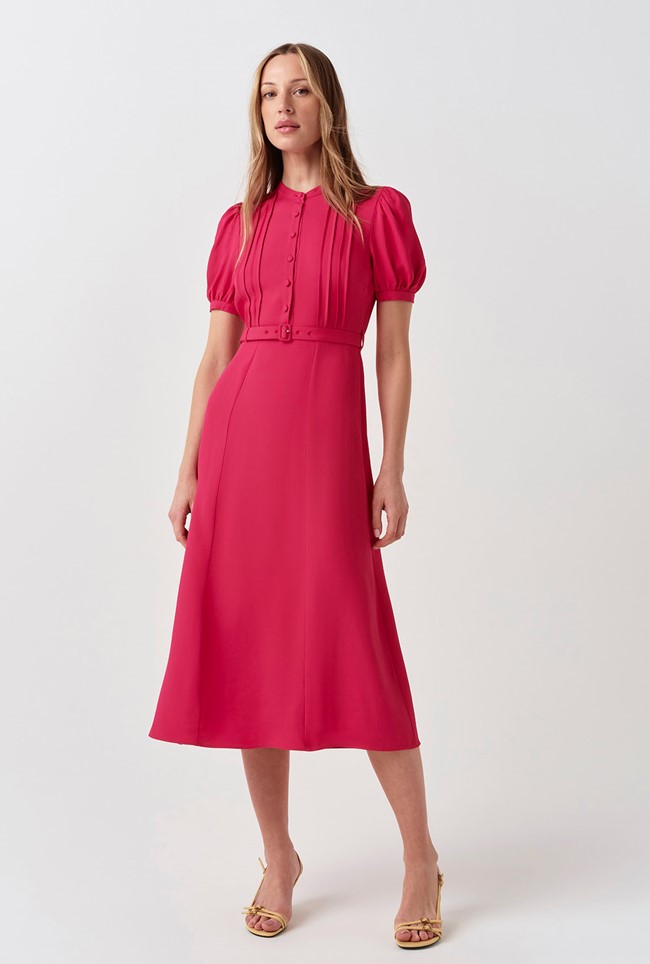 Francis Pintuck Crepe Midi Dress
