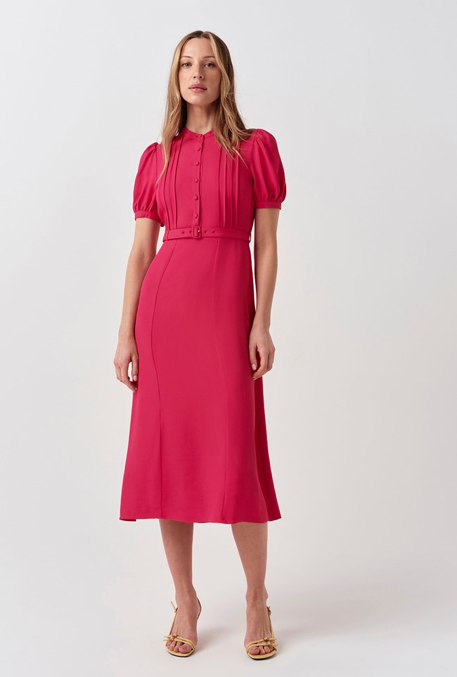 Francis Pintuck Crepe Midi Dress