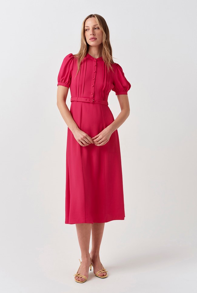 Francis Pintuck Crepe Midi Dress