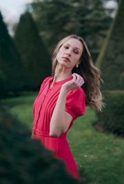 Francis Timeless Pintuck Crepe Midi Dress