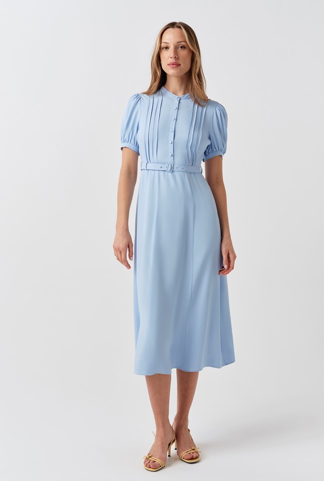 Francis Pintuck Crepe Midi Dress
