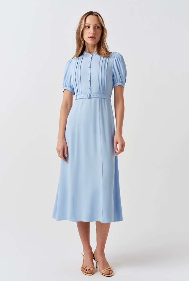 Francis Pintuck Crepe Midi Dress