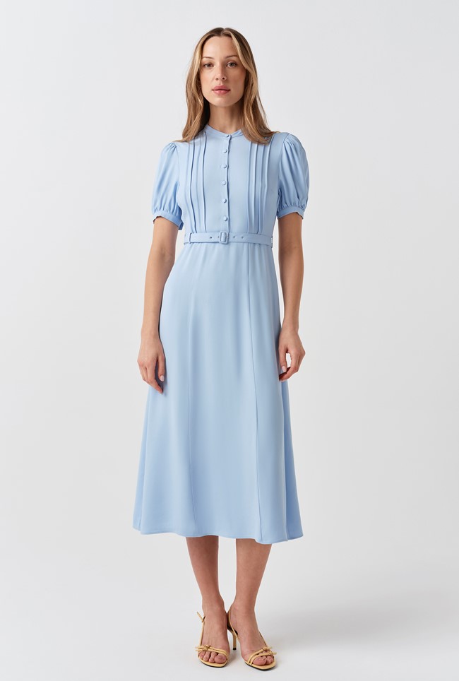 Francis Pintuck Crepe Midi Dress