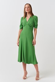 Mia Crepe V Neck Midi Dress