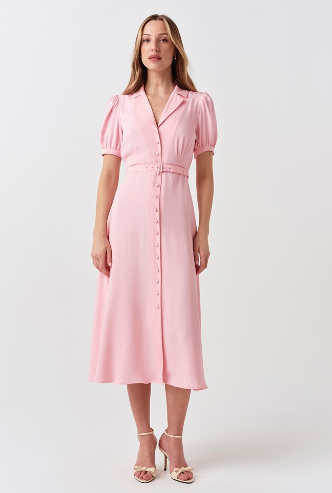 Phoebe Crepe Collared Button Down Dress