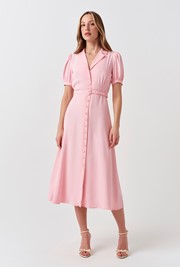 Phoebe Crepe Collared Button Down Dress