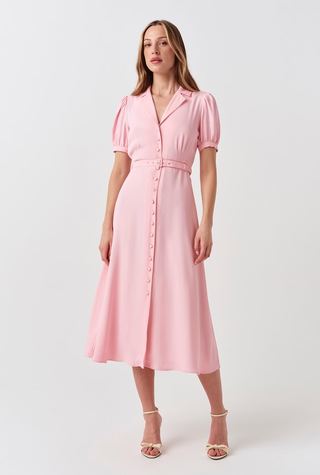 Phoebe Crepe Collared Button Down Dress