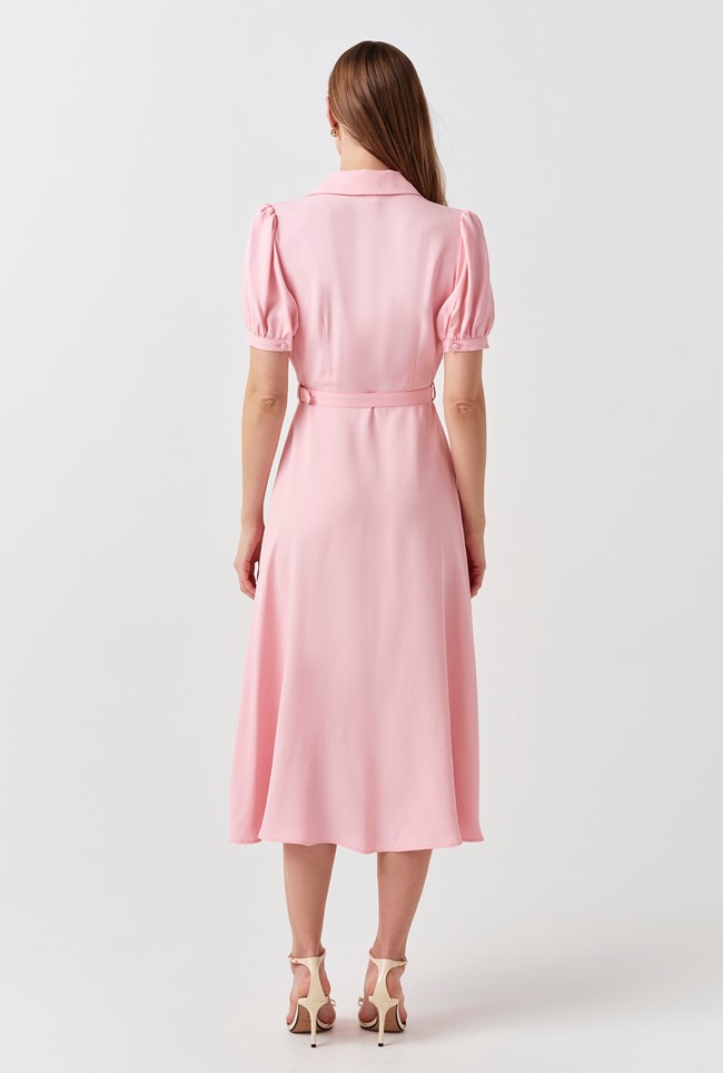 Phoebe Crepe Collared Button Down Dress