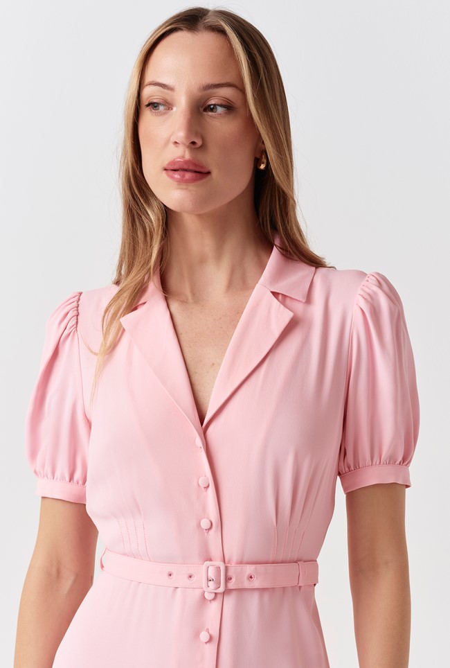 Phoebe Crepe Collared Button Down Dress