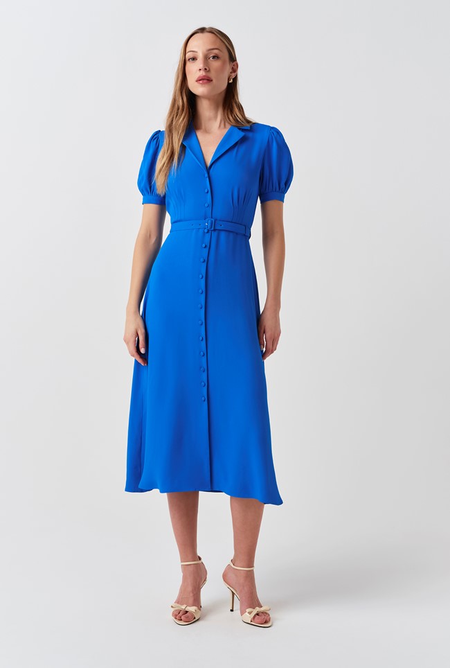 Phoebe Crepe Collared Button Down Dress